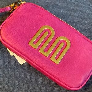 Pink Crossbody Bag with Gold Logo